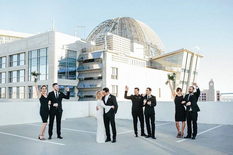 Downtown San Diego Wedding Party Pose
