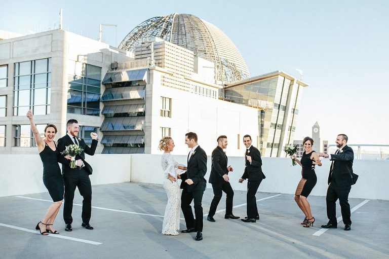 Downtown San Diego Wedding Party Pose