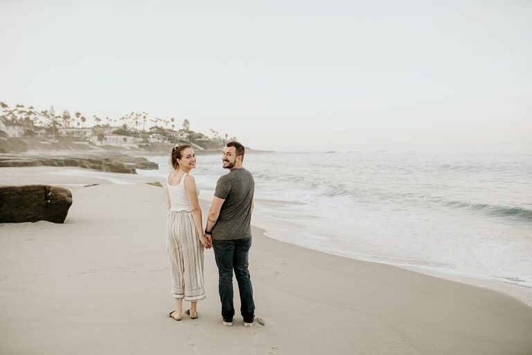 La Jolla morning Beach Engagement Photoshoot