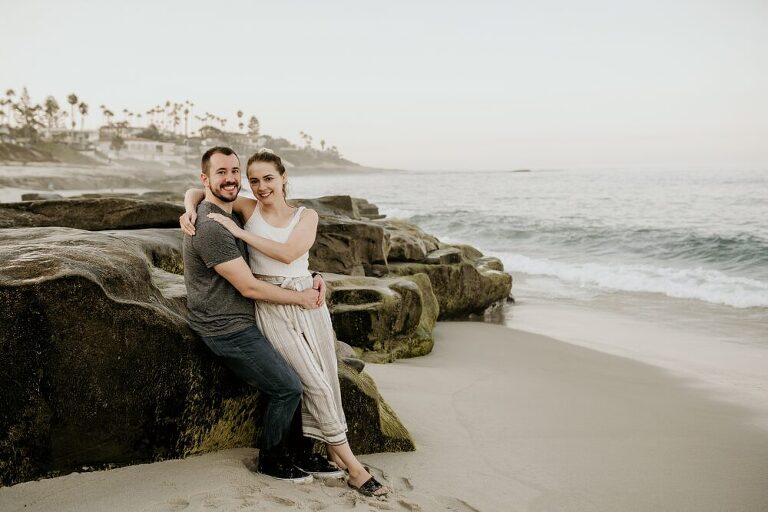 La Jolla morning Beach Engagement Photoshoot