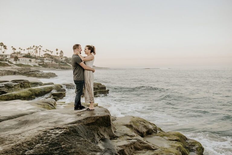 La Jolla morning Beach Engagement Photoshoot