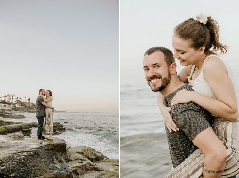 La Jolla morning Beach Engagement Photoshoot