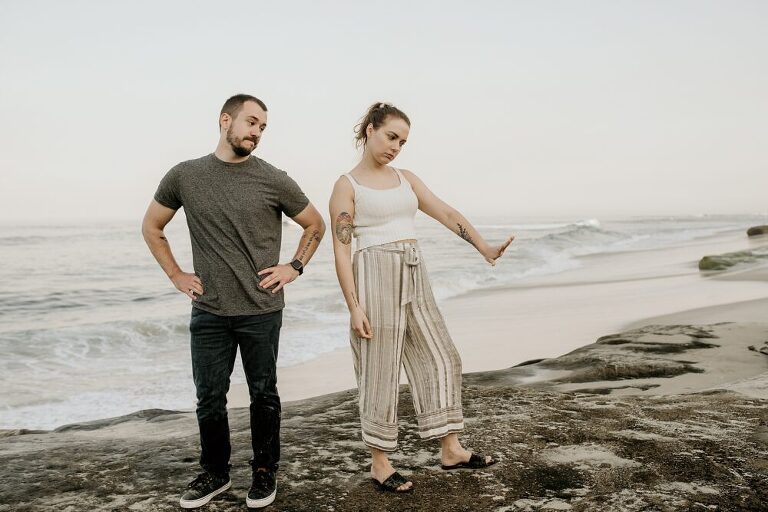 La Jolla morning Beach Engagement Photoshoot